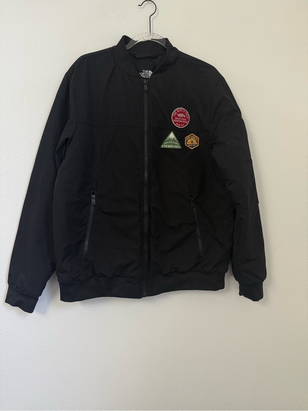 The North Face Jacket Men L Black Flight Aviator Bomber Patches Military Zip Y2K